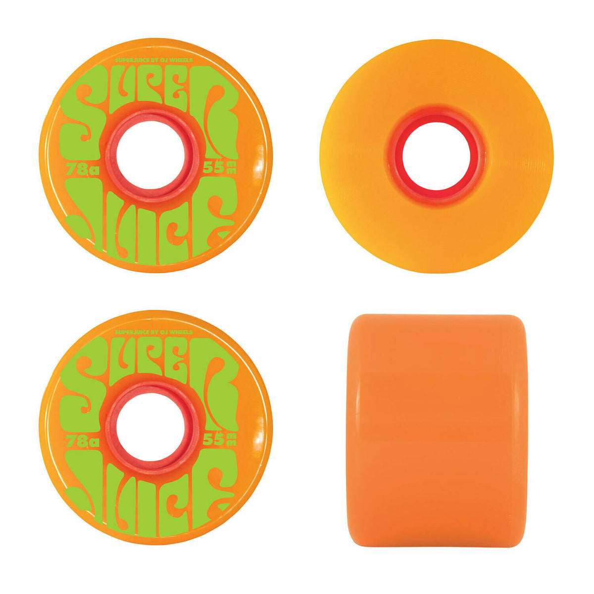 Oj Wheels 55Mm Mini Super Juice Orange Green 78A Skate Longboard Cruiser Wheels