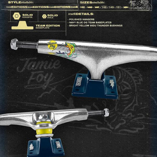 Thunder Skateboard Trucks 148 Jamie Foy Angler Silver/Navy Hi 8.25" Axles