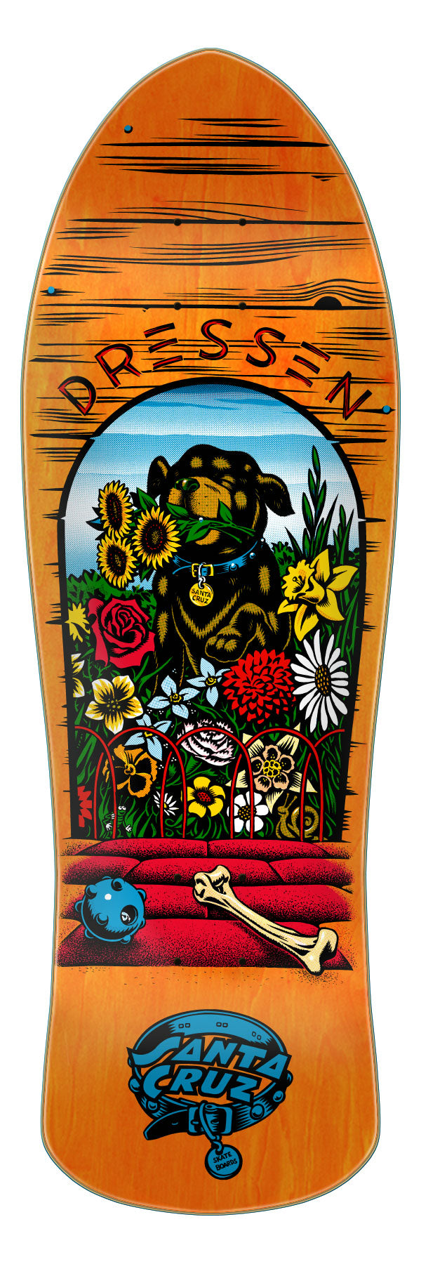 Santa Cruz Skateboard Deck Eric Dressen Pup Reissue 9 5 Orange Matte Finish