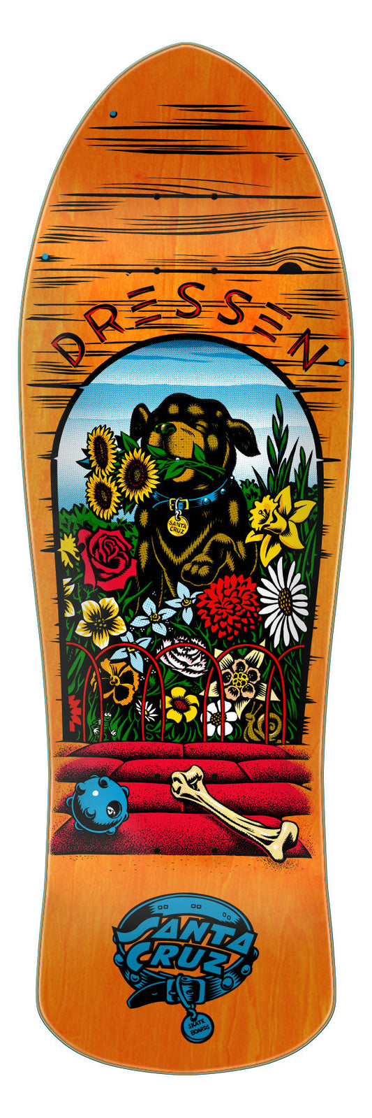Santa Cruz Skateboard Deck Eric Dressen Pup Reissue 9.5" Orange Matte Finish