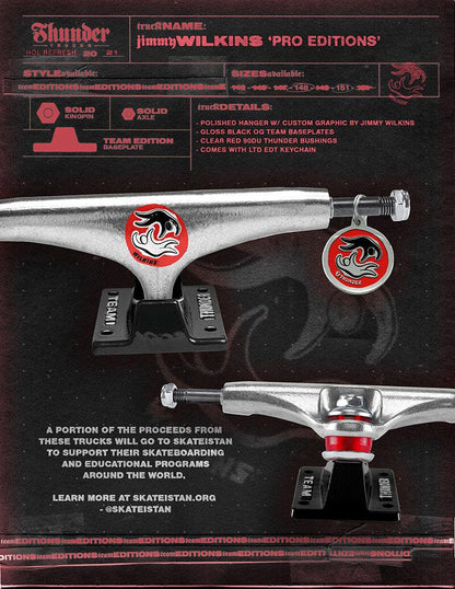 Thunder Skateboard Trucks 148 Jimmy Wilkins Pro Edition Polish/Black 8.25" Axles