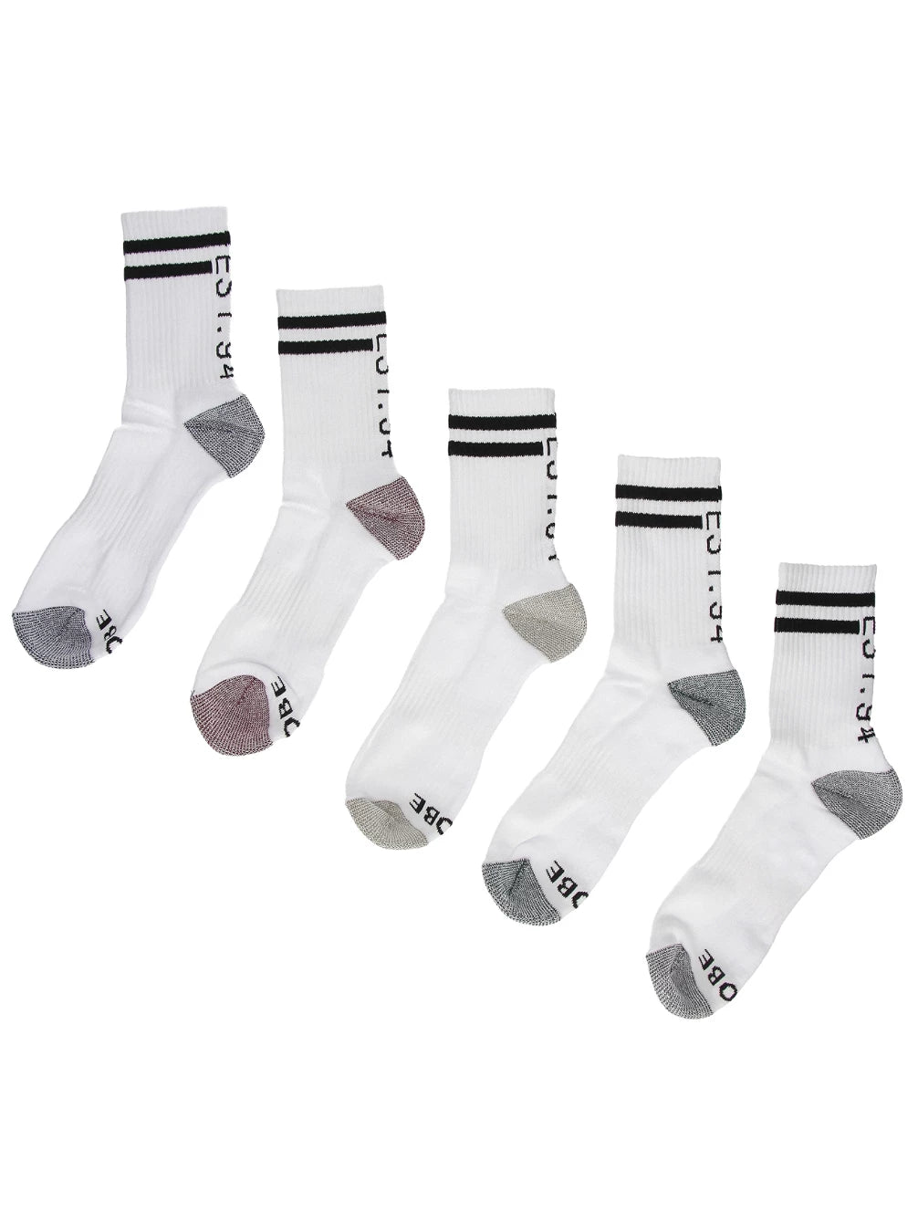 Globe Socks 5 Pack Carter WHITE Crew Assorted SIZE 7-11 Skateboard Sox