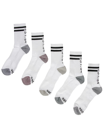 Globe Socks 5 Pack Carter WHITE Crew Assorted SIZE 7-11 Skateboard Sox