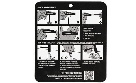 Ace Trucks Af1 Skate Tool Re Threader Black Complete Skateboard T Tool