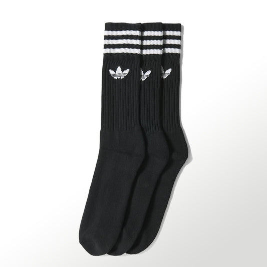 Adidas Originals Socks 3 Pack Black Size Large Mid Cut Crew Skateboarding Sox