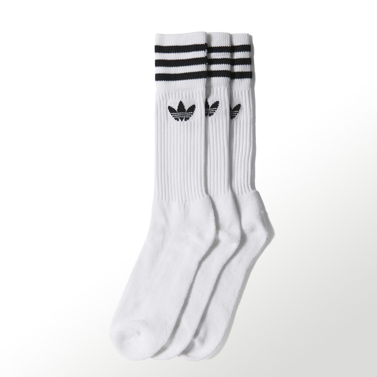 Adidas Originals Socks 3 Pack White Size Large Mid Cut Crew Skateboarding Sox