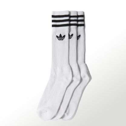 Adidas Originals Socks 3 Pack White Size Large Mid Cut Crew Skateboarding Sox