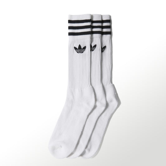 Adidas Originals Socks 3 Pack White Size Large Mid Cut Crew Skateboarding Sox