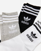 Adidas Originals Socks 3 Pack White Grey Black Mid Cut Crew Skateboarding Sox