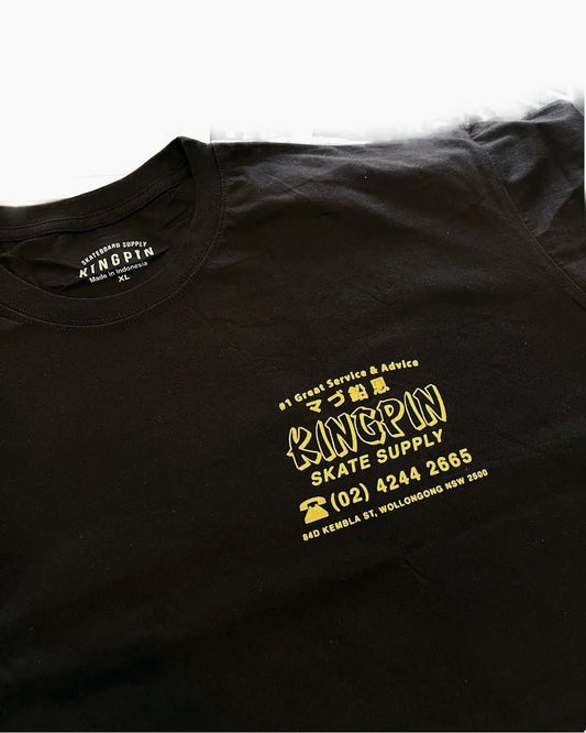 Kingpin Skate Supply Tee Fortune Black New Skateboard T-Shirt