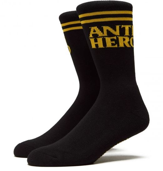 Anti Hero Socks Black Hero If Found Black Yellow Size 7 11 Crew Skateboard Sox