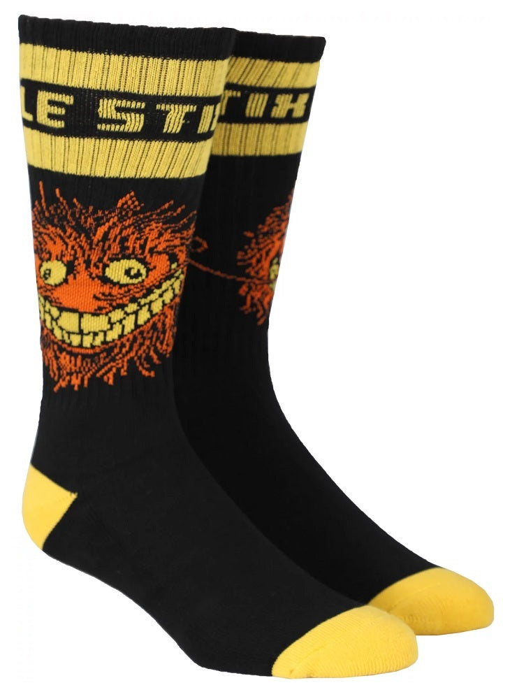 Anti Hero Socks Grimple Stix Black Yellow Orange Size 7 11 Crew Skateboard Sox