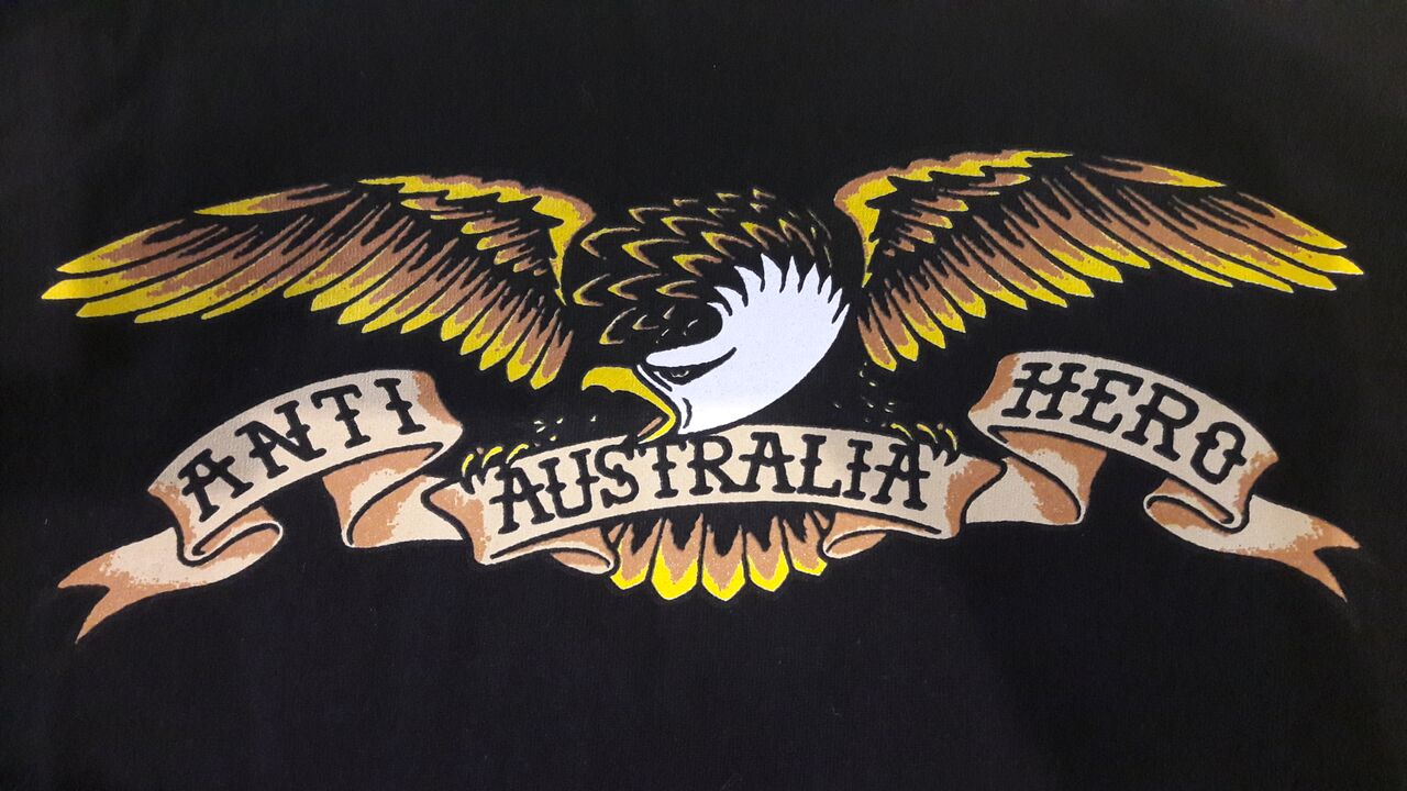 Anti Hero Tee OZ Eagle Black New Limitied Australian Edition Skateboard T-Shirt