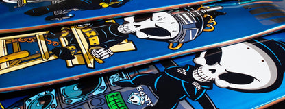 FULL SET of Blind Skateboards Reaper Blue Foil Series 4 Limited Edition Decks