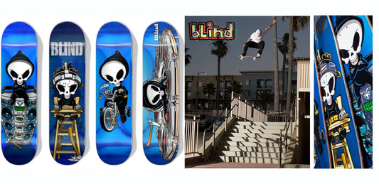 FULL SET of Blind Skateboards Reaper Blue Foil Series 4 Limited Edition Decks