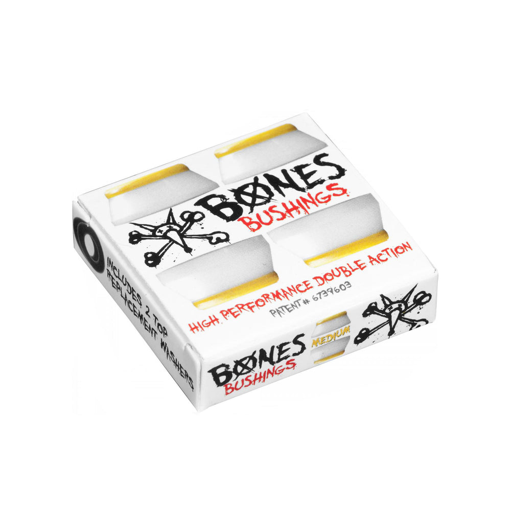 BONES Bushings 4pk Medium White 91a Hardcore Cushions Skateboard Truck Rubbers