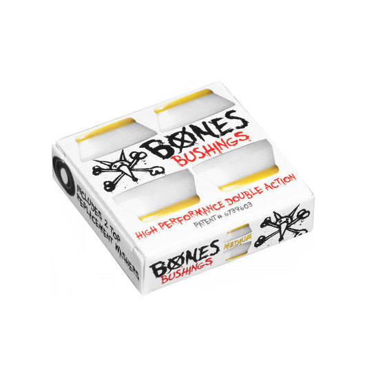 BONES Bushings 4pk Medium White 91a Hardcore Cushions Skateboard Truck Rubbers