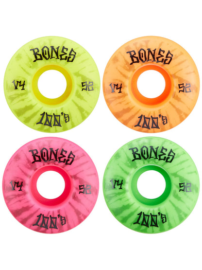 Bones Skateboard Wheels 100's OG Multi 53mm V4 Party Pack
