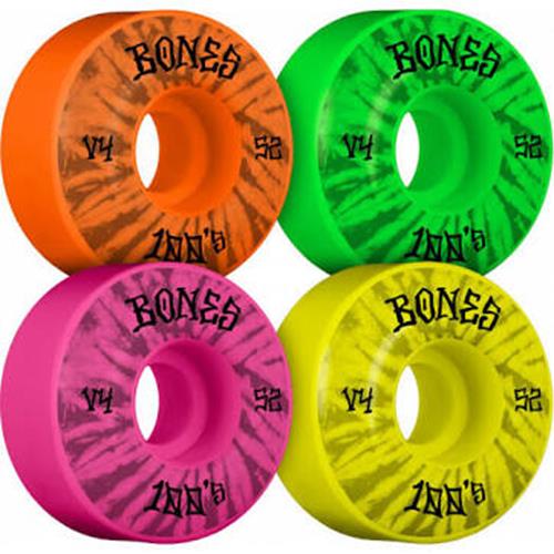 Bones Skateboard Wheels 100's OG Multi 52mm V4 Party Pack
