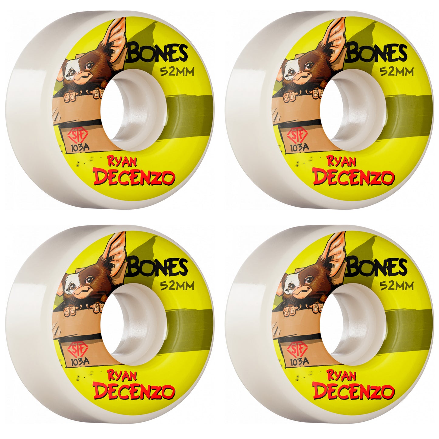Bones Skateboard Wheels Decenzo Gizmo 52mm V2 Locks STF 103a