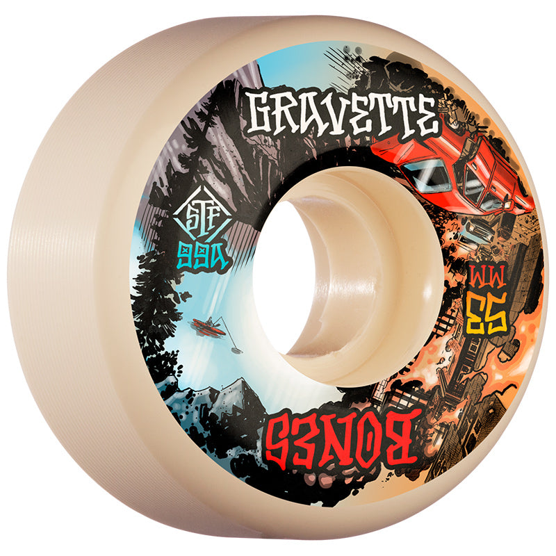 Bones Skateboard Wheels Gravette Heaven & Hell 53mm V2 Locks STF 99a