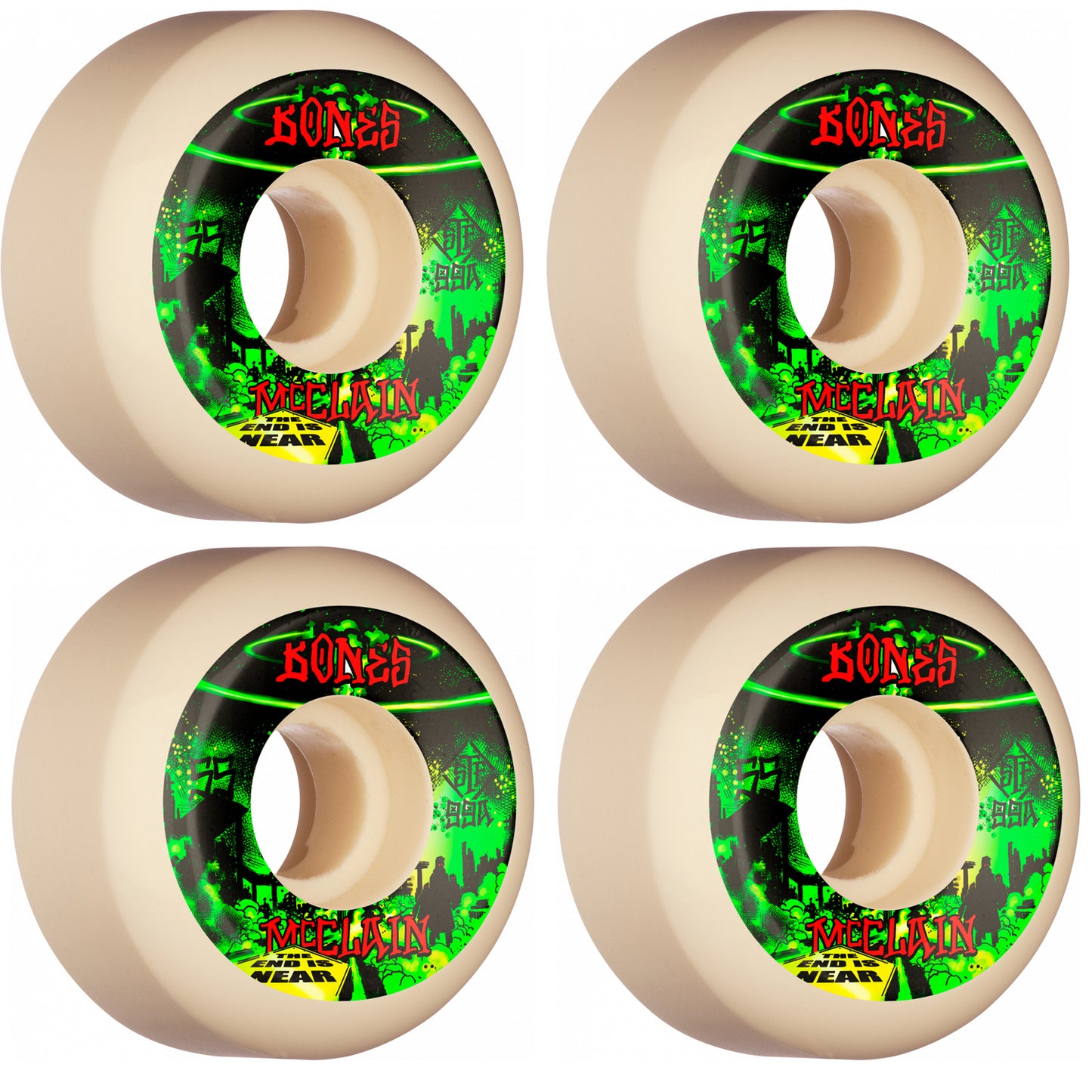 Bones Skateboard Wheels McClain Apolcalypse 53mm V5 Sidecut STF 99a