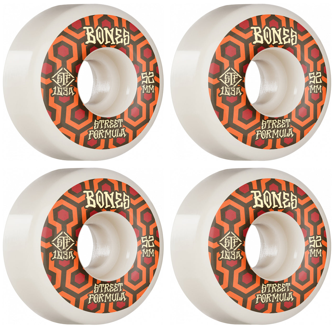 Bones Skateboard Wheels Retro 52mm V1 Standards 103a STF
