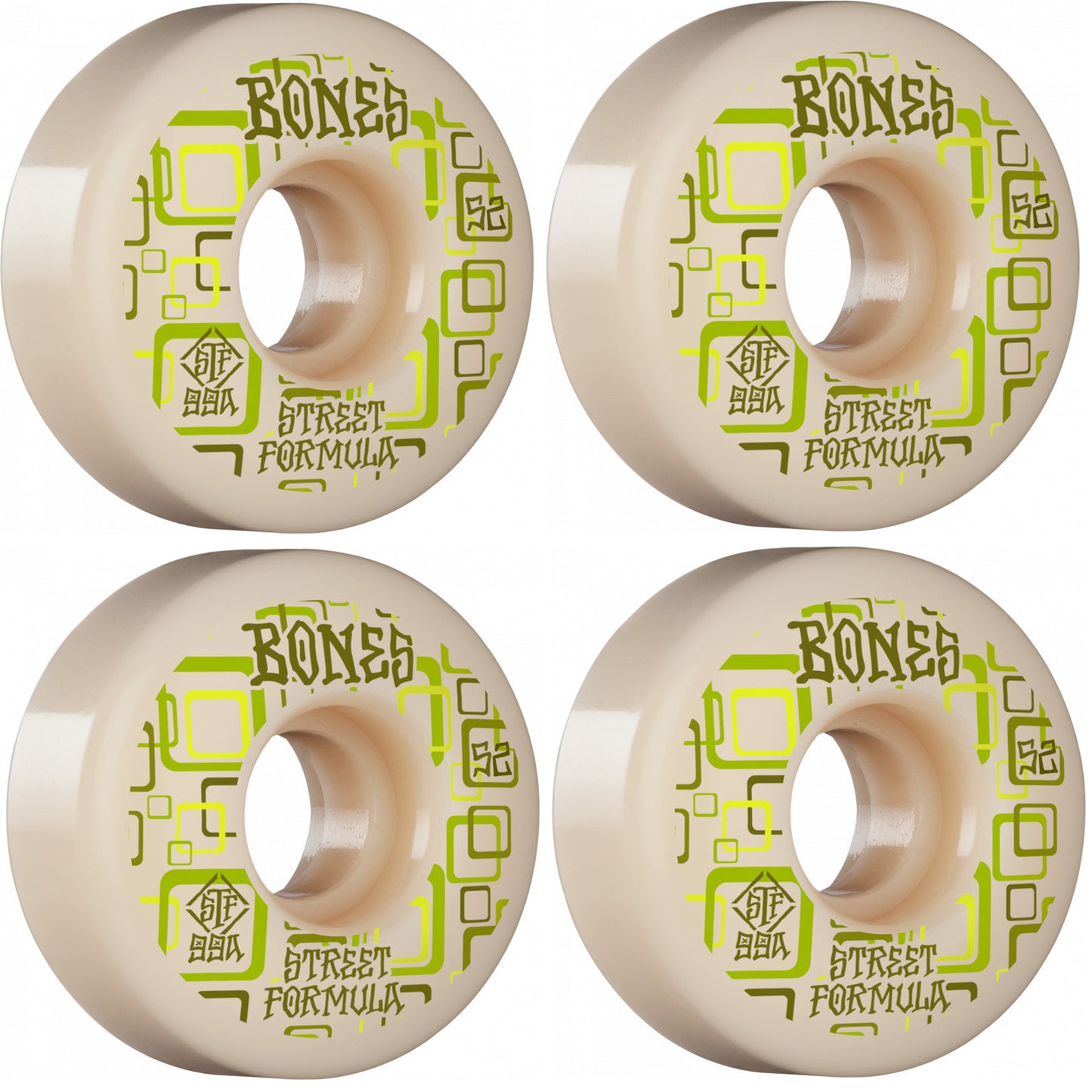 Bones Skateboard Wheels Retro 52mm V3 Slims 99a STF