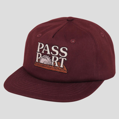 Passport Cap Circle Saw Burgundy 5 Panel Snapback Pass Port Skateboard Hat