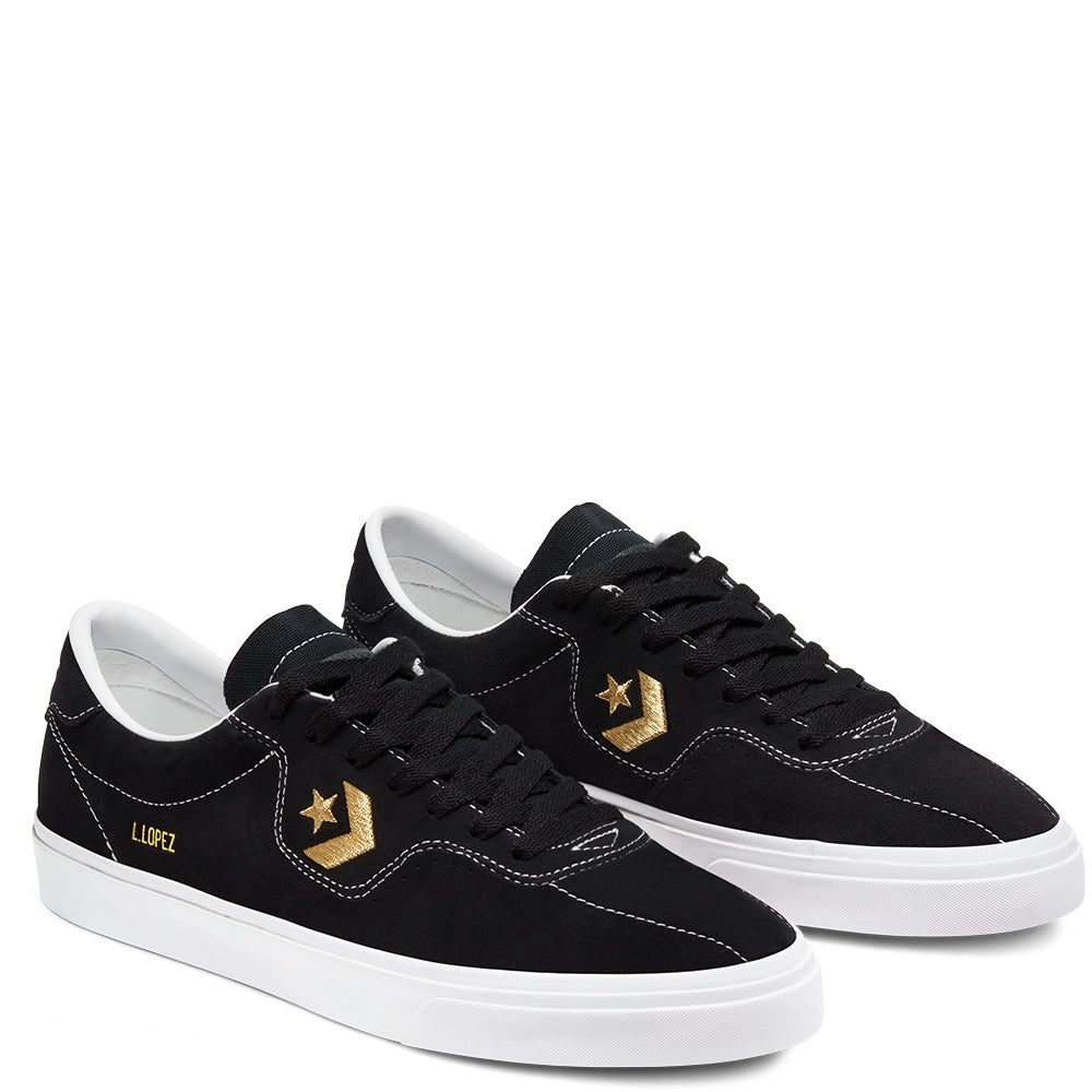 Cons Shoes Louie Lopez Pro Low Black Gold White Converse Skateboard Sneakers