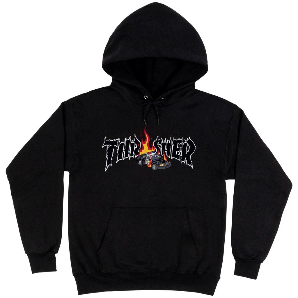 Thrasher Hood Neckface Cop Car Black Skateboard Jumper Sweater