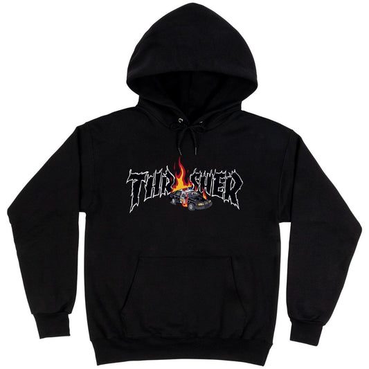 Thrasher Hood Neckface Cop Car Black Skateboard Jumper Sweater
