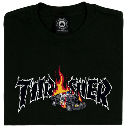 Thrasher Tee Neckface Cop Car Black Premium Skateboard Magazine T-Shirt