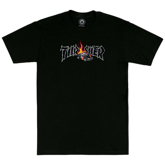 Thrasher Tee Neckface Cop Car Black Premium Skateboard Magazine T-Shirt