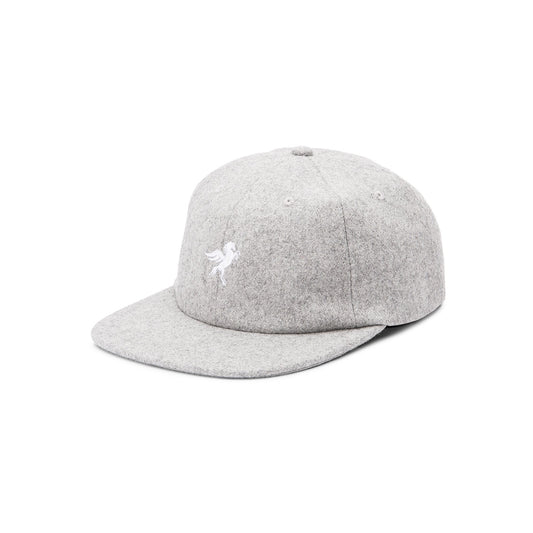 Cortina Cap Pegasus Melton Wool Grey 6 Panel Strapback Skateboard Hat