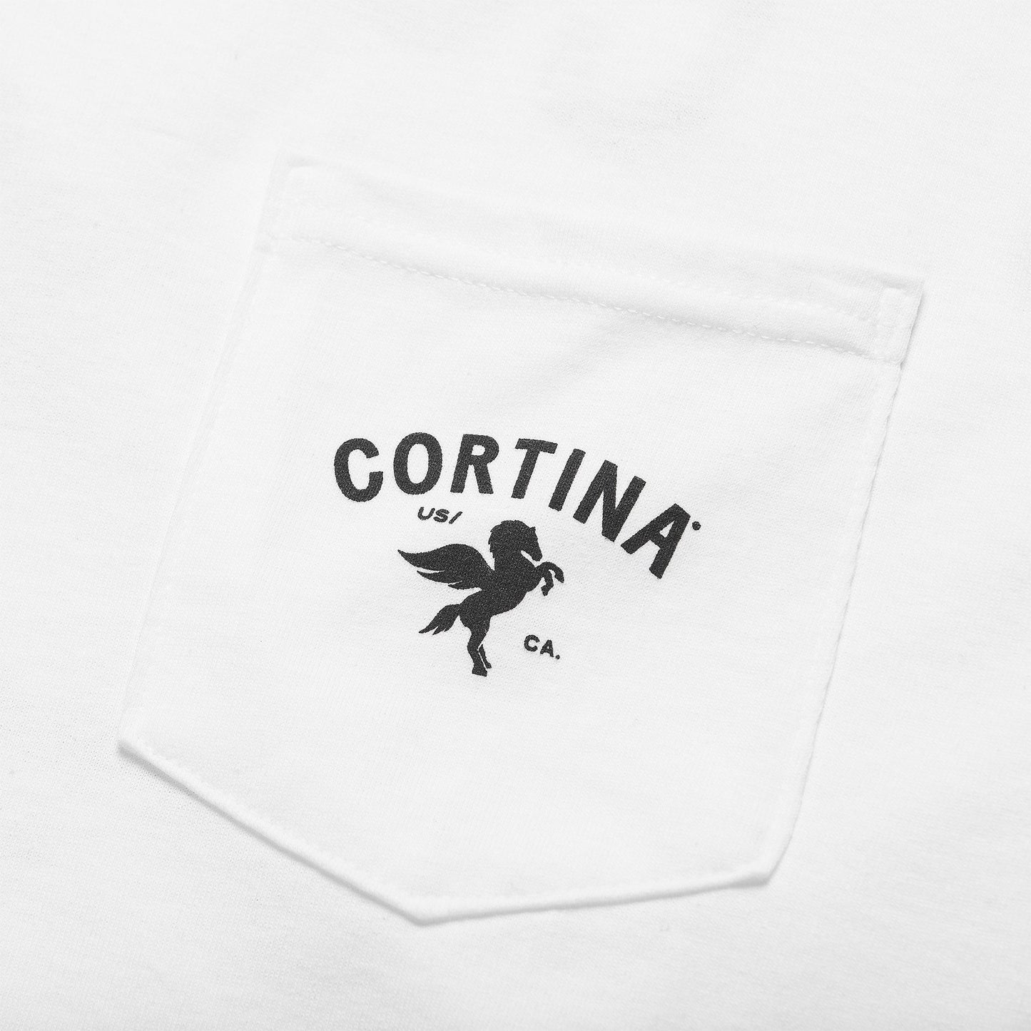 Cortina Tee Pegasus Pocket Tee White Premium Skateboard T-Shirt