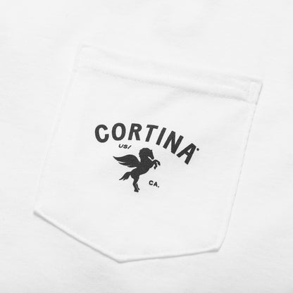 Cortina Tee Pegasus Pocket Tee White Premium Skateboard T-Shirt