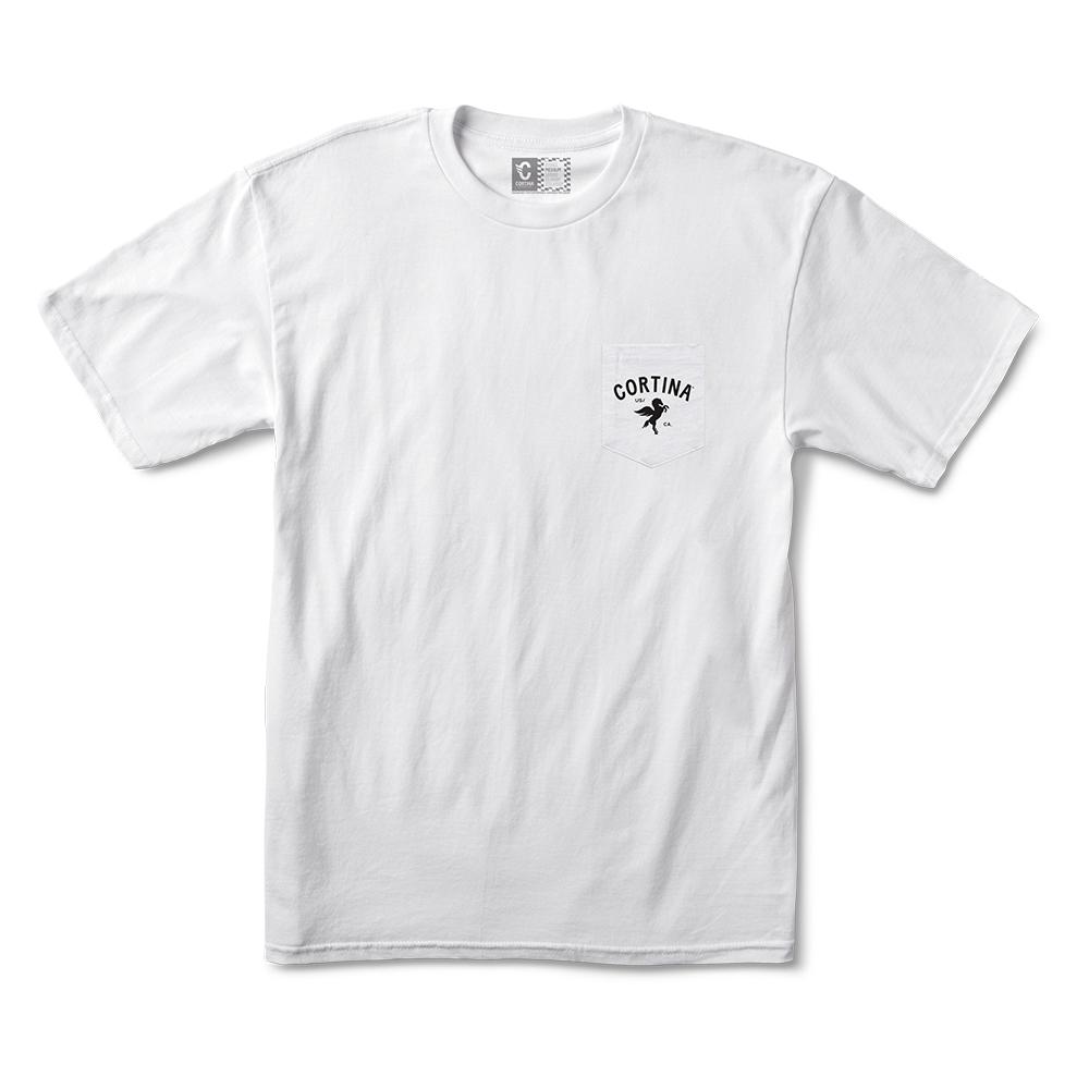 Cortina Tee Pegasus Pocket Tee White Premium Skateboard T-Shirt