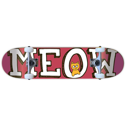 Meow Skateboard Complete Logo Pink 7.5" Pre-Assembled