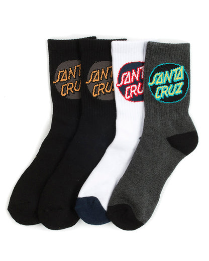 Santa Cruz Socks 4 Pack YOUTH POP Crew SIZE 2-8 New Men Skateboard Sox