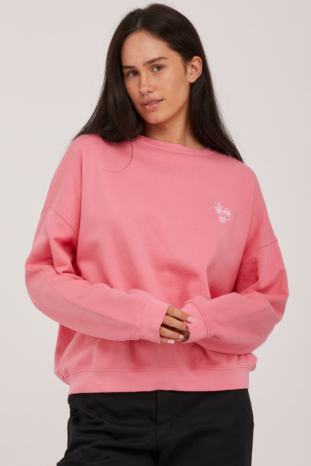 Stussy Womens Dalton Oversized Crew Jumper Confetti
