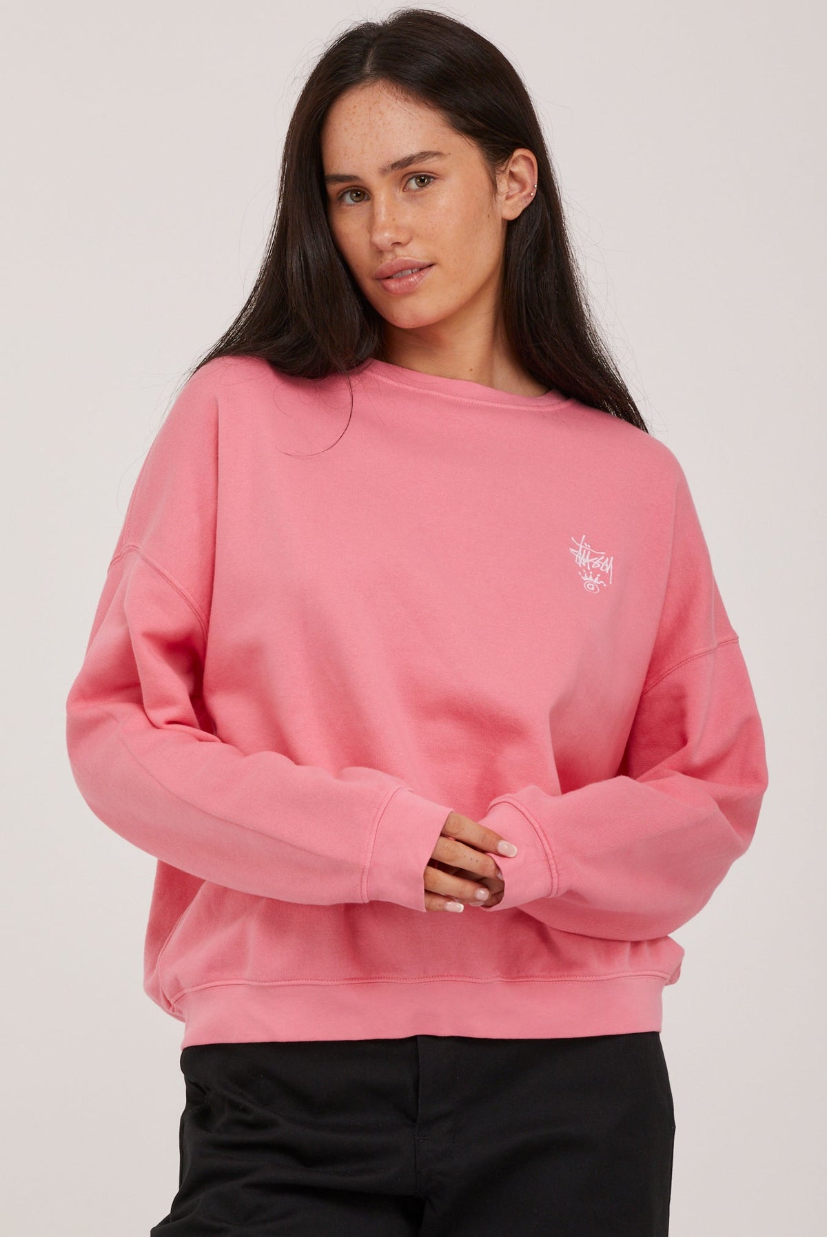 Stussy Womens Dalton Oversized Crew Jumper Confetti