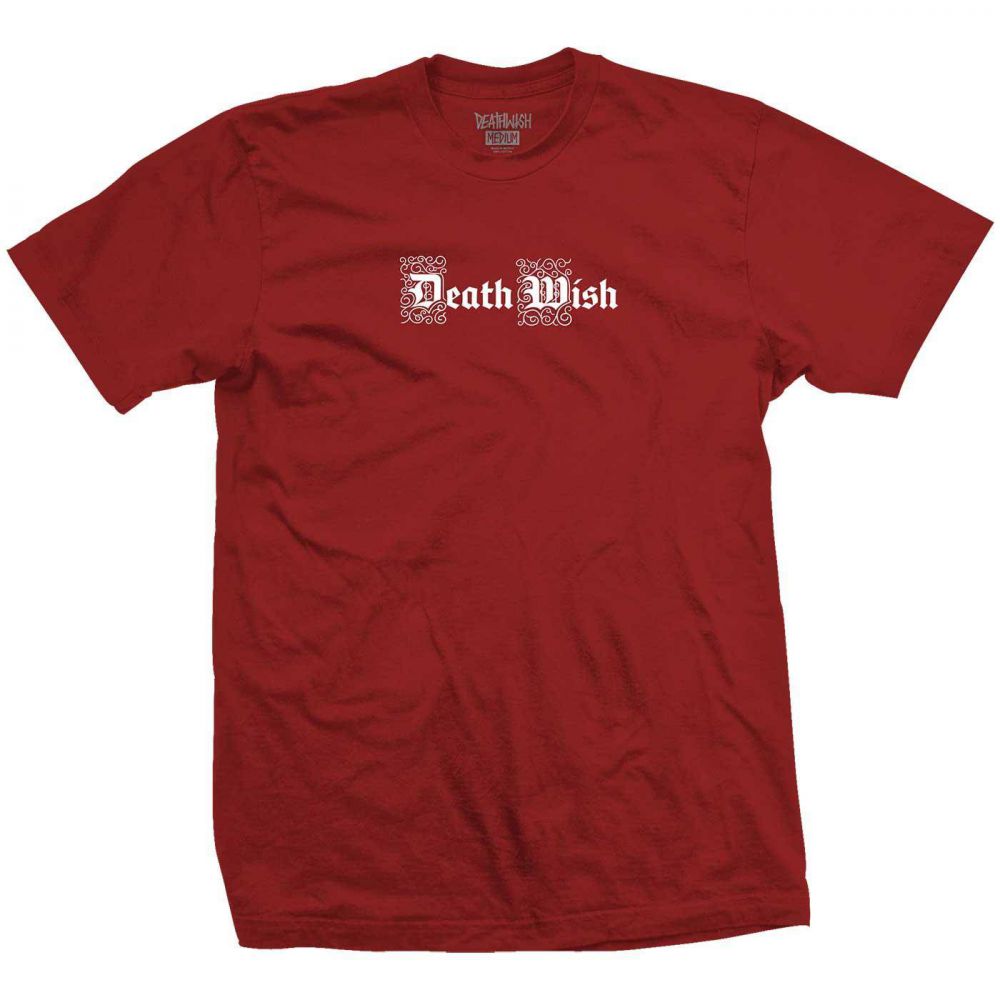 Deathwish Tee Drop Cap Cardinal Red Skateboard T Shirt