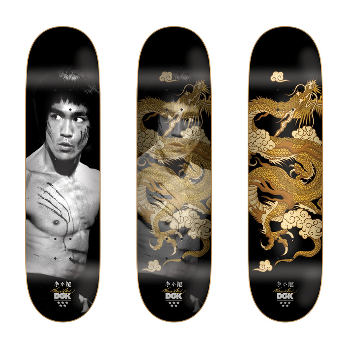 Dgk Skateboard Deck Bruce Lee Black Golden Dragon Lenticular 8 25