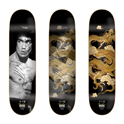 DGK Skateboard Deck Bruce Lee Black Golden Dragon Lenticular 8"