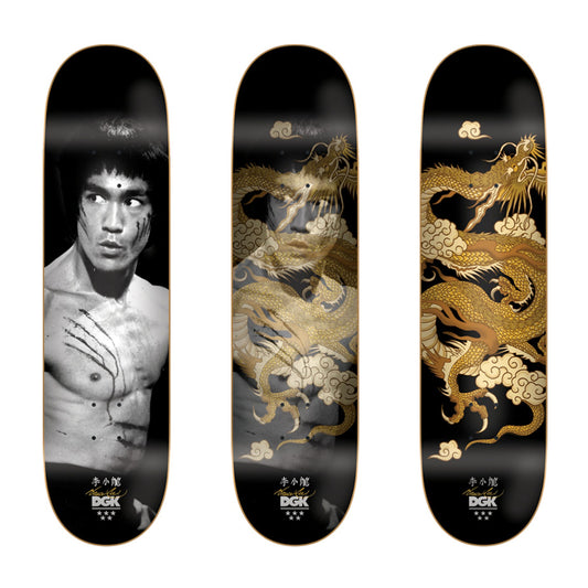 DGK Skateboard Deck Bruce Lee Black Golden Dragon Lenticular 8"