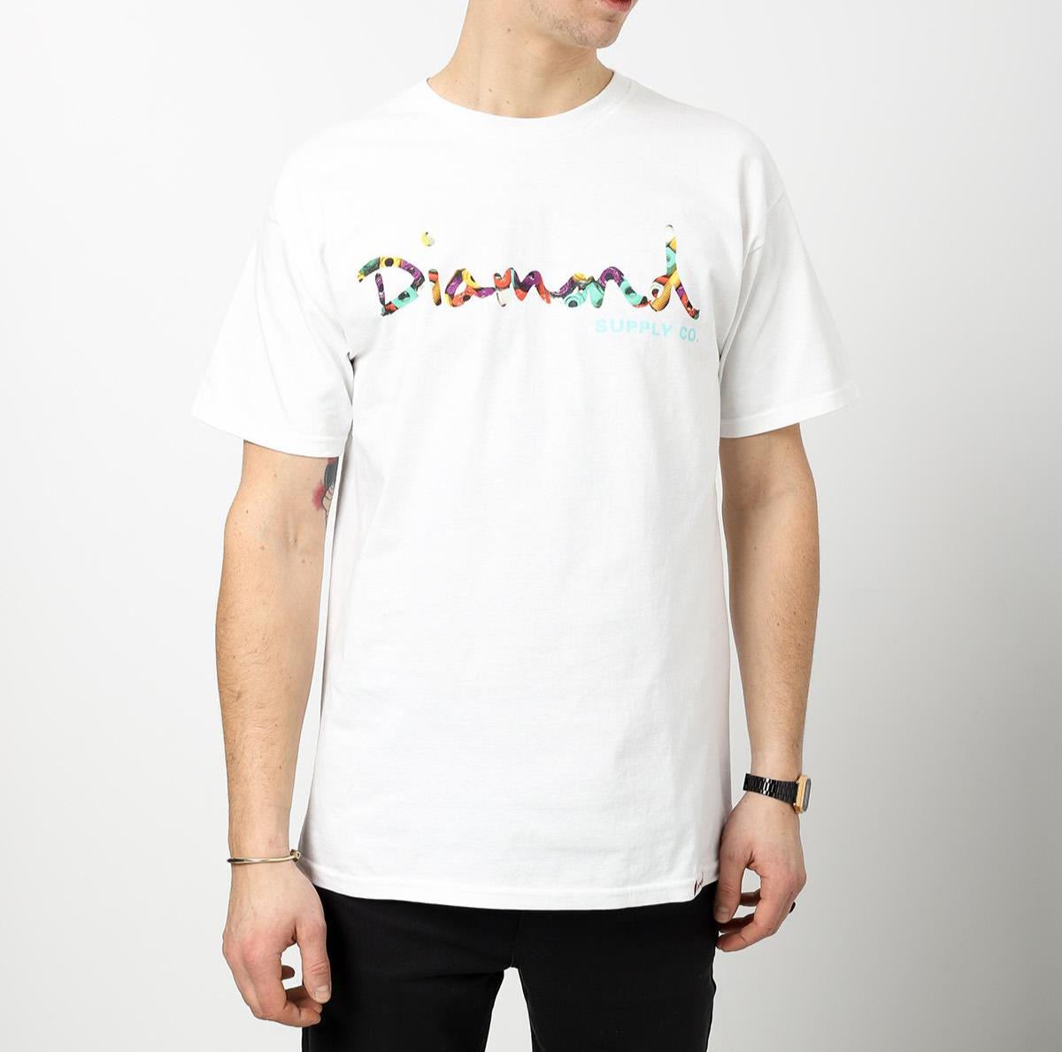 Diamond Supply Co Tee OG Script Fasten White Skateboarding T-Shirt