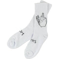 Doom Sayers Club Socks Middle Finger White Black Size 7 11 Crew Skateboard Sox
