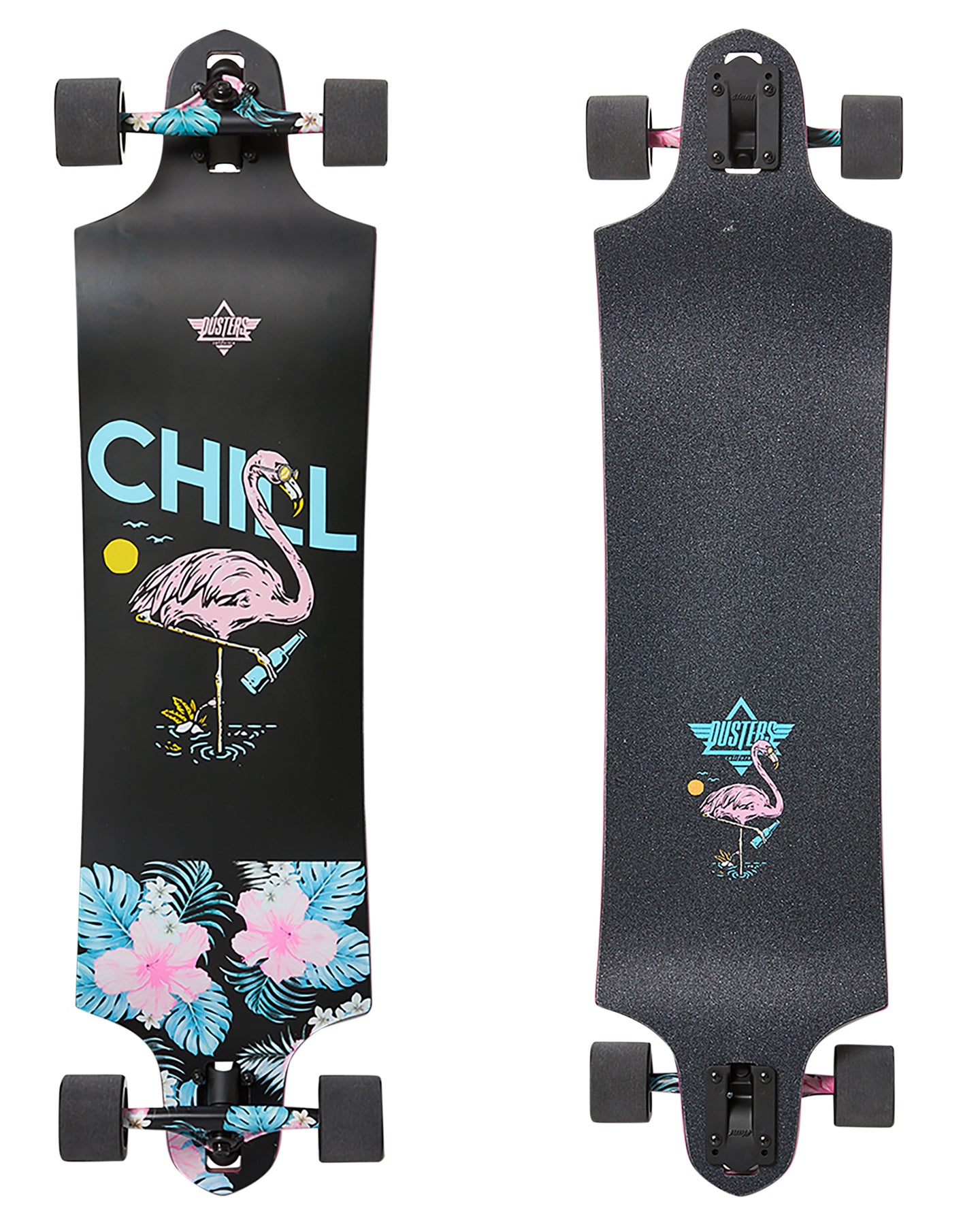 Dusters Complete Chill 38" Black Longboard Drop-Thru Skateboard