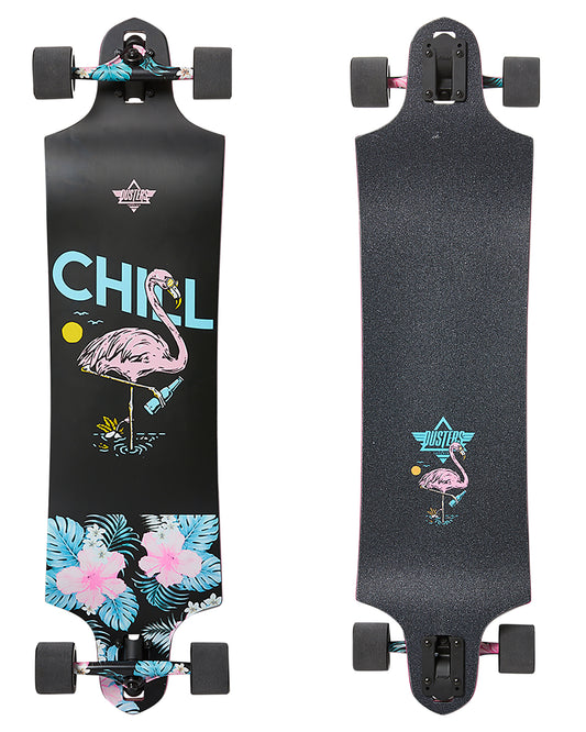 Dusters Complete Chill 38" Black Longboard Drop-Thru Skateboard